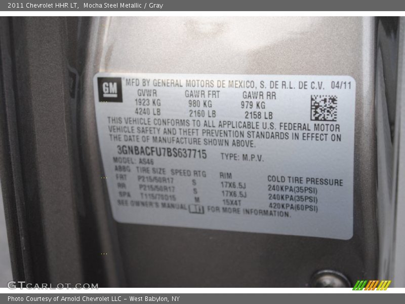 Mocha Steel Metallic / Gray 2011 Chevrolet HHR LT