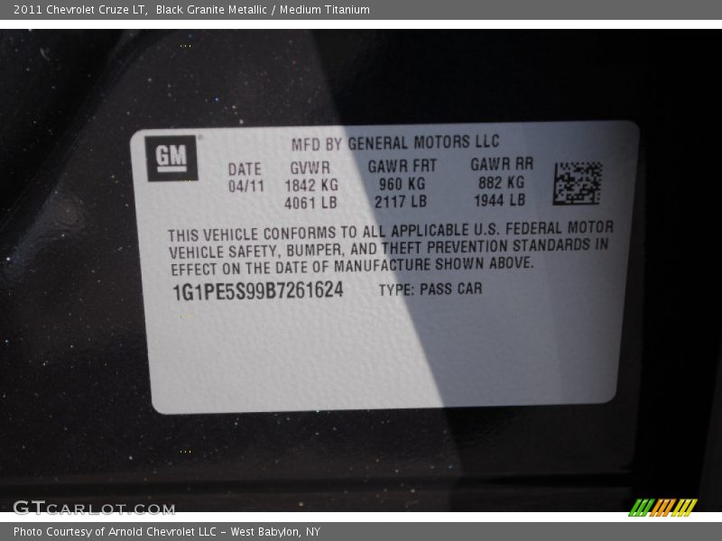 Black Granite Metallic / Medium Titanium 2011 Chevrolet Cruze LT