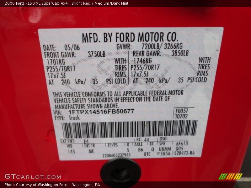 Bright Red / Medium/Dark Flint 2006 Ford F150 XL SuperCab 4x4