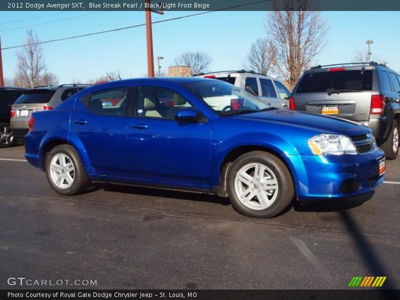Blue Streak Pearl / Black/Light Frost Beige 2012 Dodge Avenger SXT