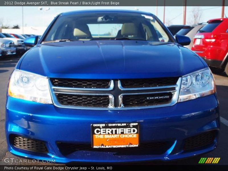 Blue Streak Pearl / Black/Light Frost Beige 2012 Dodge Avenger SXT