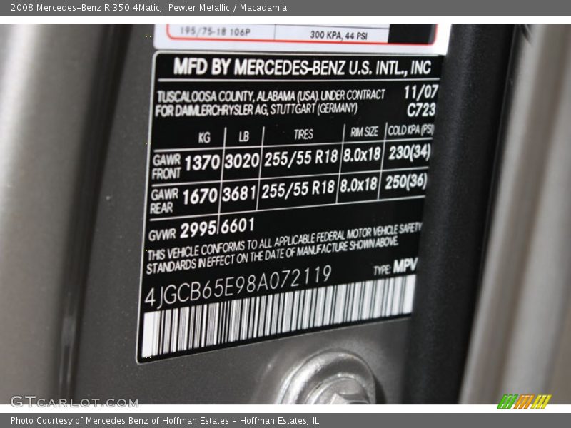 Pewter Metallic / Macadamia 2008 Mercedes-Benz R 350 4Matic