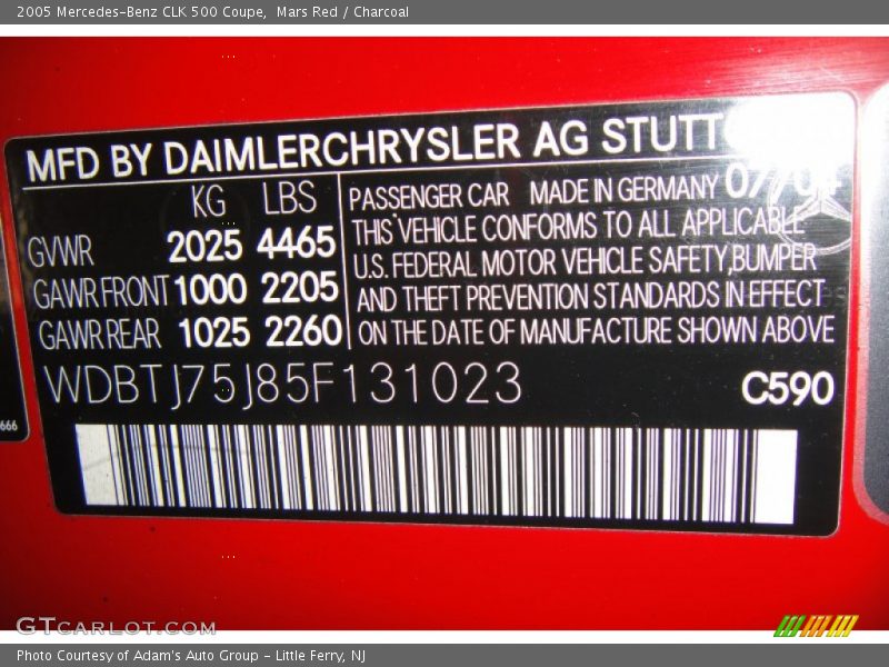 Mars Red / Charcoal 2005 Mercedes-Benz CLK 500 Coupe