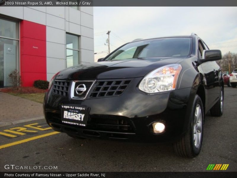 Wicked Black / Gray 2009 Nissan Rogue SL AWD