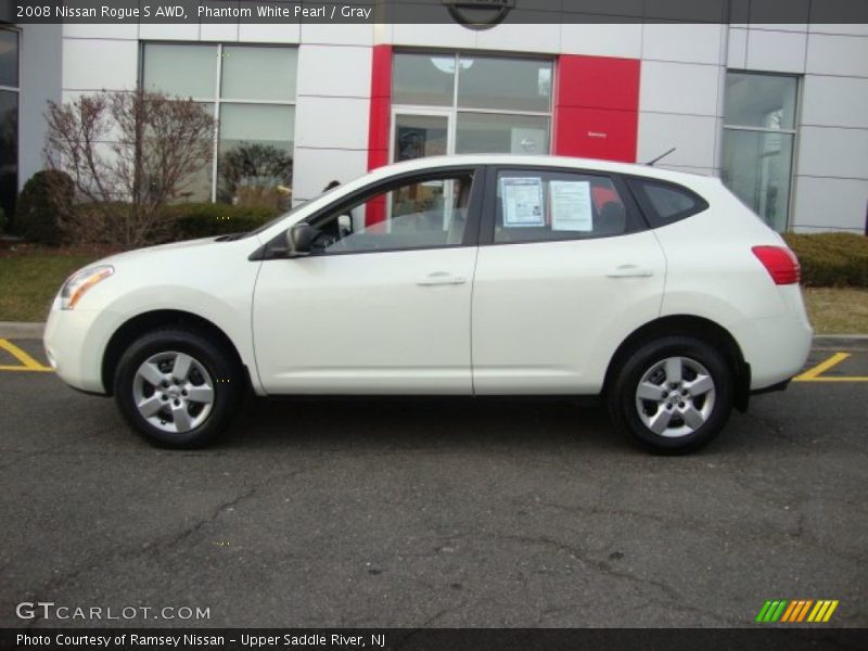 Phantom White Pearl / Gray 2008 Nissan Rogue S AWD