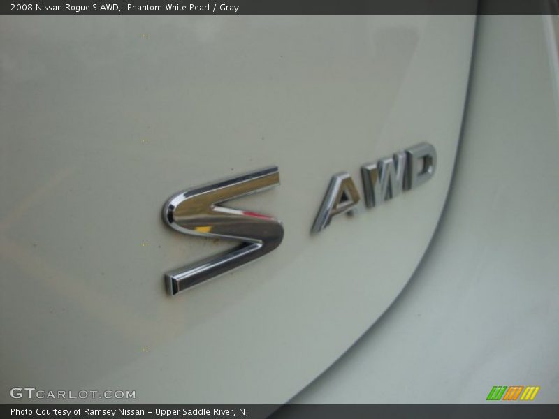 Phantom White Pearl / Gray 2008 Nissan Rogue S AWD