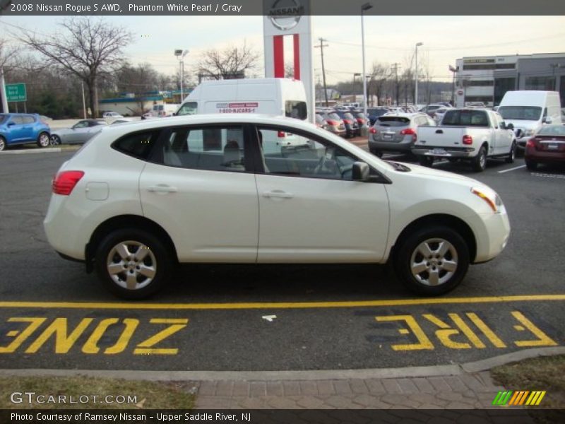 Phantom White Pearl / Gray 2008 Nissan Rogue S AWD