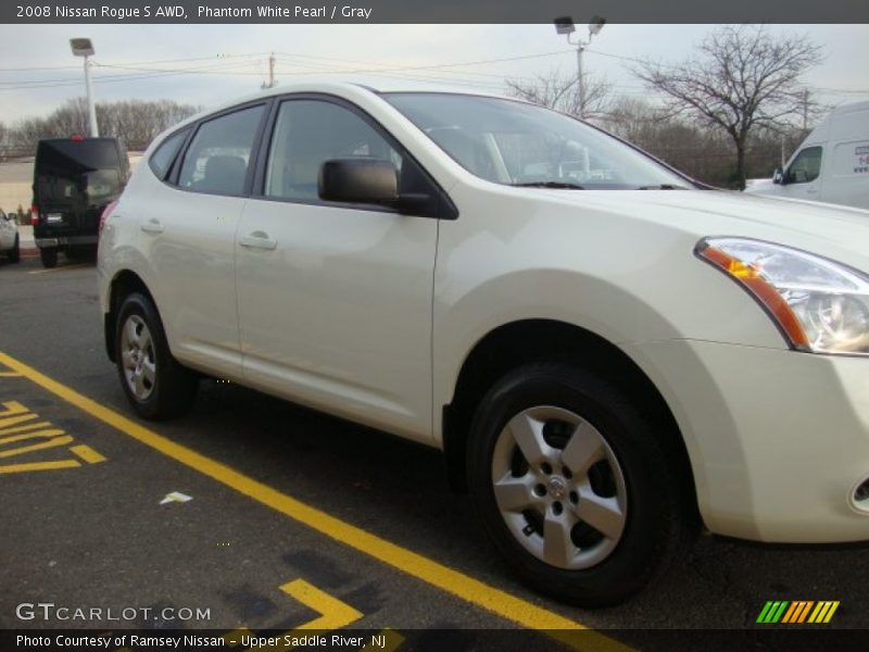 Phantom White Pearl / Gray 2008 Nissan Rogue S AWD