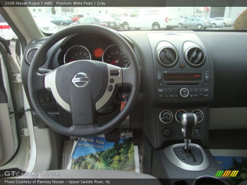 Phantom White Pearl / Gray 2008 Nissan Rogue S AWD