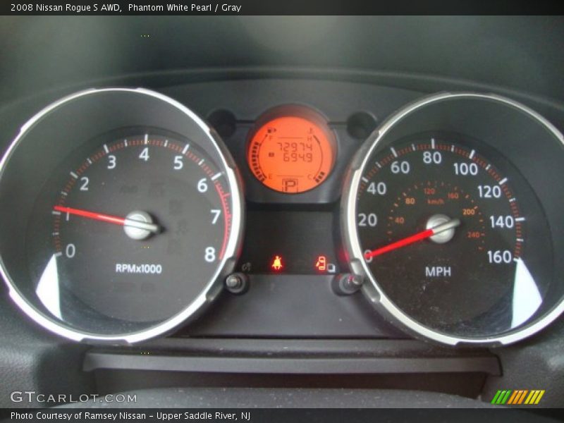 Phantom White Pearl / Gray 2008 Nissan Rogue S AWD
