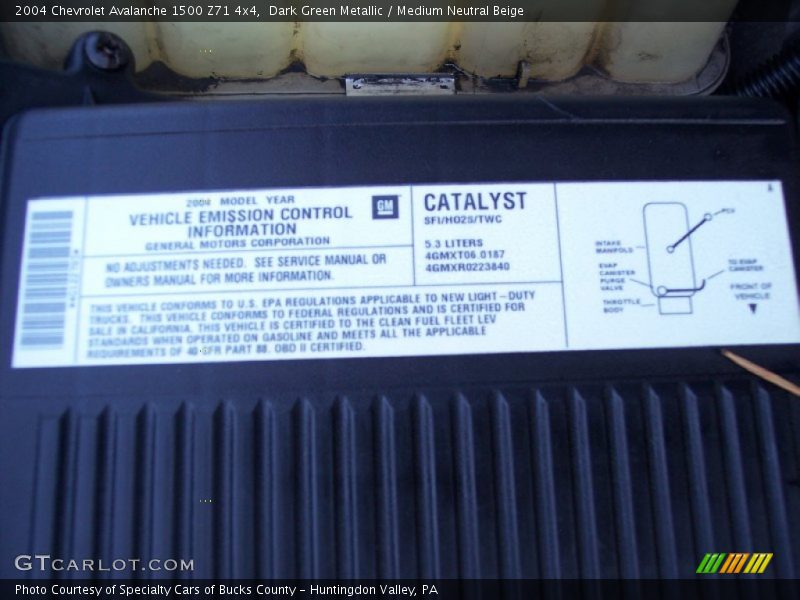 Dark Green Metallic / Medium Neutral Beige 2004 Chevrolet Avalanche 1500 Z71 4x4