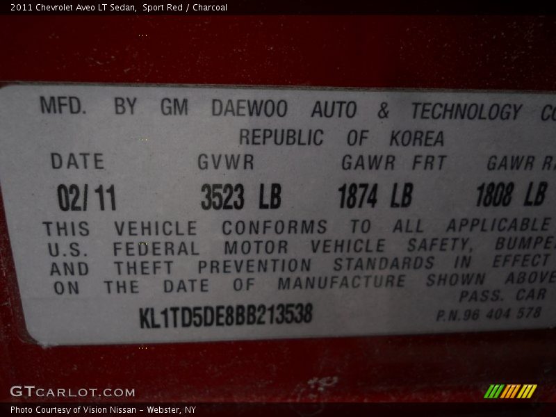 Sport Red / Charcoal 2011 Chevrolet Aveo LT Sedan