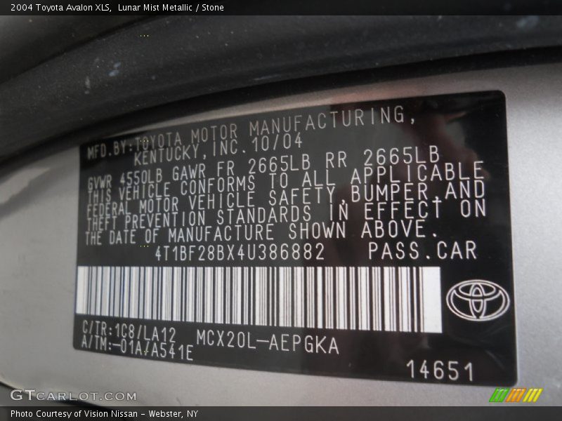 Lunar Mist Metallic / Stone 2004 Toyota Avalon XLS