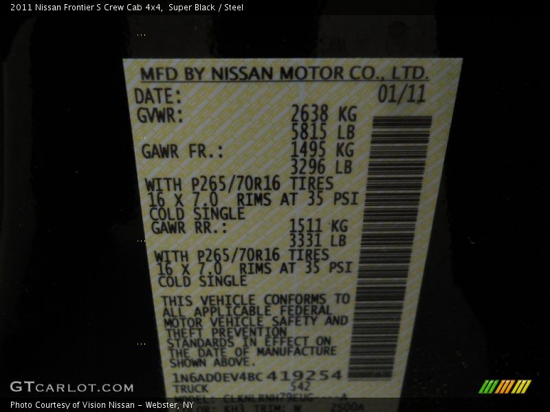 Super Black / Steel 2011 Nissan Frontier S Crew Cab 4x4