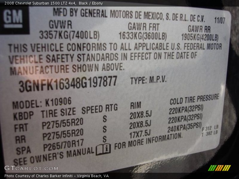 Black / Ebony 2008 Chevrolet Suburban 1500 LTZ 4x4