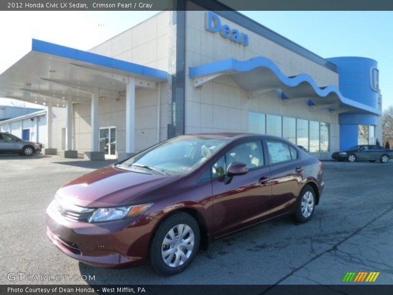 Crimson Pearl / Gray 2012 Honda Civic LX Sedan