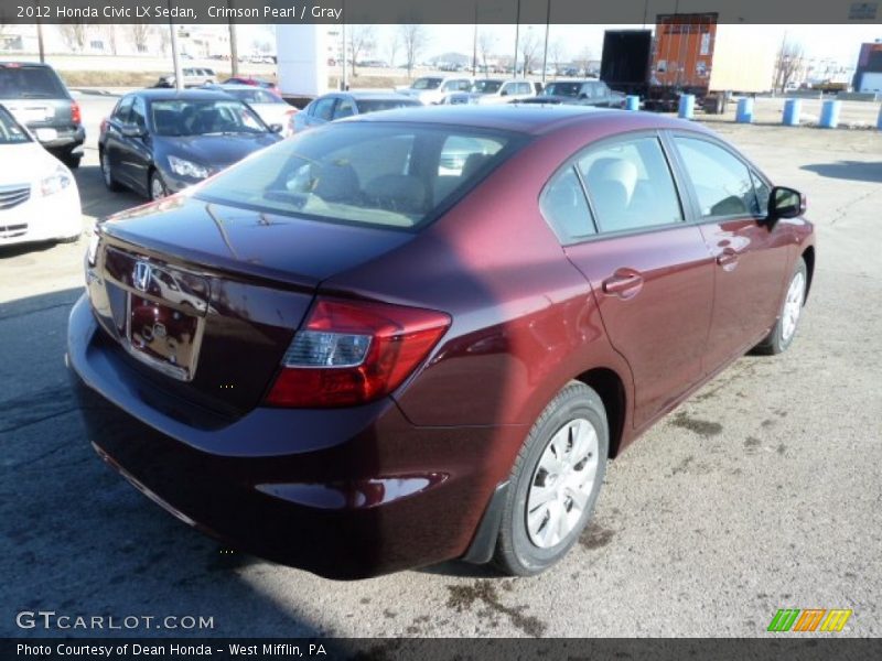 Crimson Pearl / Gray 2012 Honda Civic LX Sedan