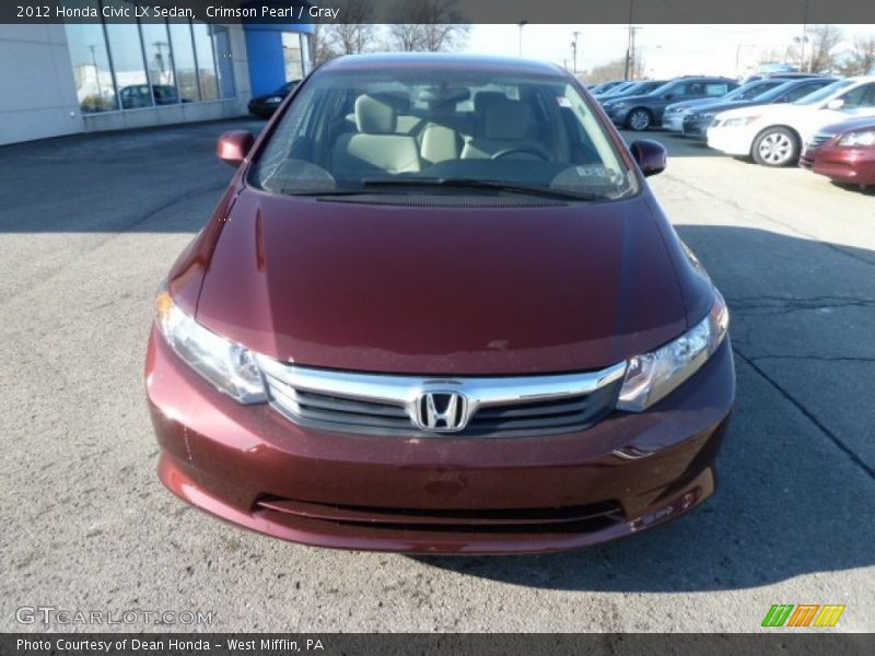 Crimson Pearl / Gray 2012 Honda Civic LX Sedan