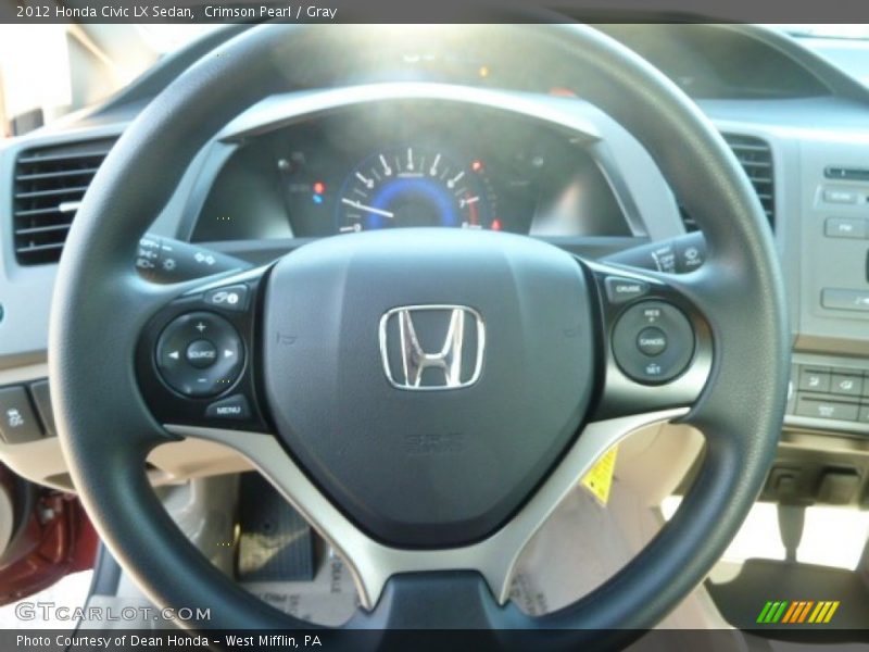 Crimson Pearl / Gray 2012 Honda Civic LX Sedan