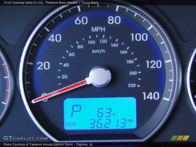 Phantom Black Metallic / Cocoa Black 2010 Hyundai Santa Fe GLS