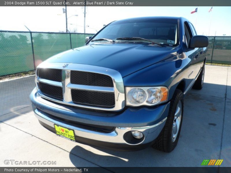 Atlantic Blue Pearl / Dark Slate Gray 2004 Dodge Ram 1500 SLT Quad Cab