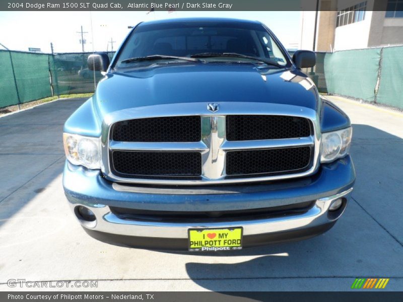 Atlantic Blue Pearl / Dark Slate Gray 2004 Dodge Ram 1500 SLT Quad Cab