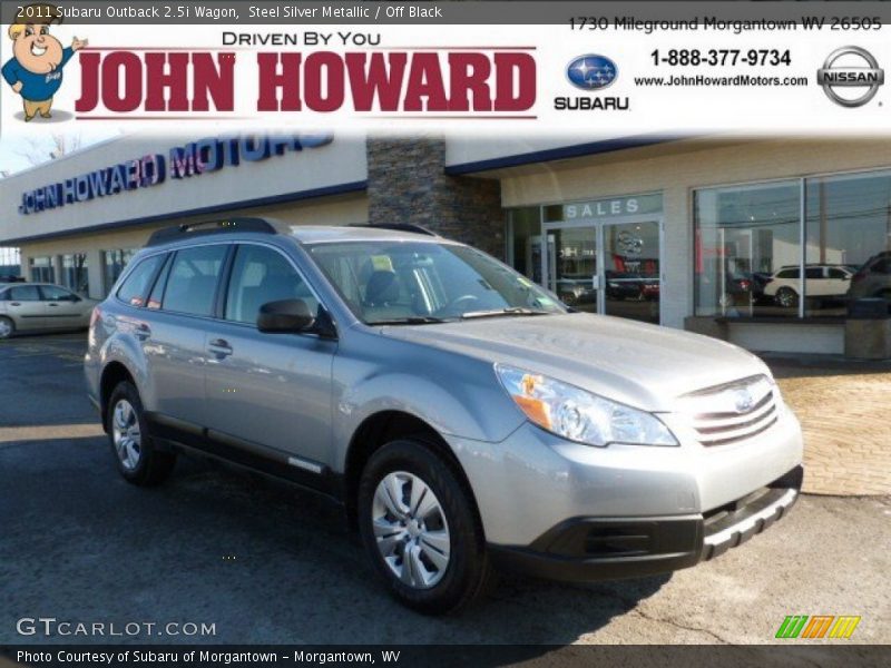 Steel Silver Metallic / Off Black 2011 Subaru Outback 2.5i Wagon