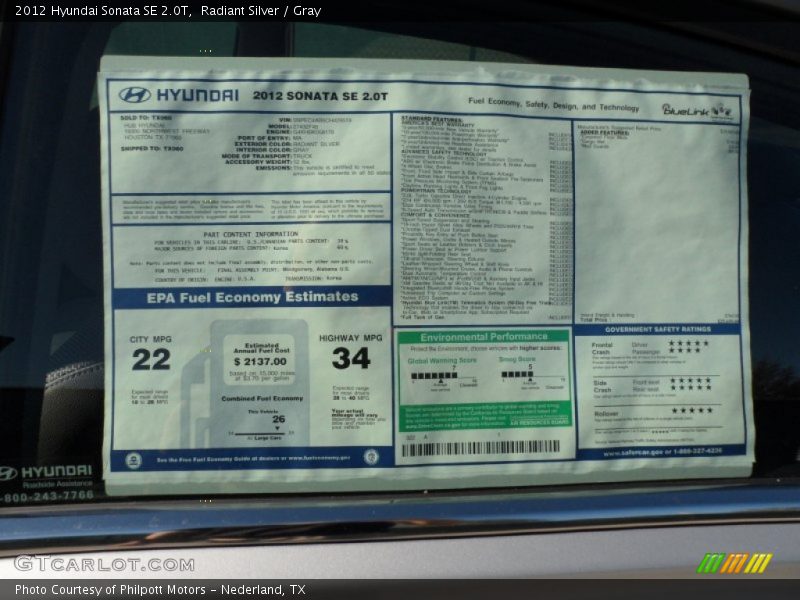 Radiant Silver / Gray 2012 Hyundai Sonata SE 2.0T
