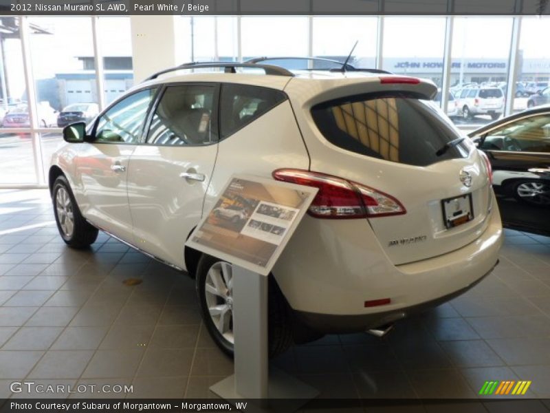 Pearl White / Beige 2012 Nissan Murano SL AWD