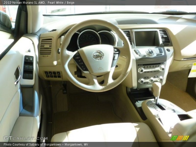 Pearl White / Beige 2012 Nissan Murano SL AWD
