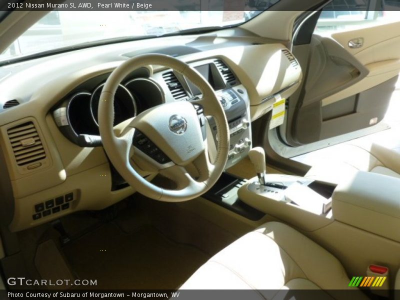 Pearl White / Beige 2012 Nissan Murano SL AWD