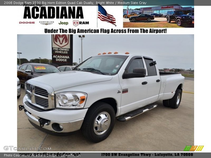 Bright White / Medium Slate Gray 2008 Dodge Ram 3500 Big Horn Edition Quad Cab Dually