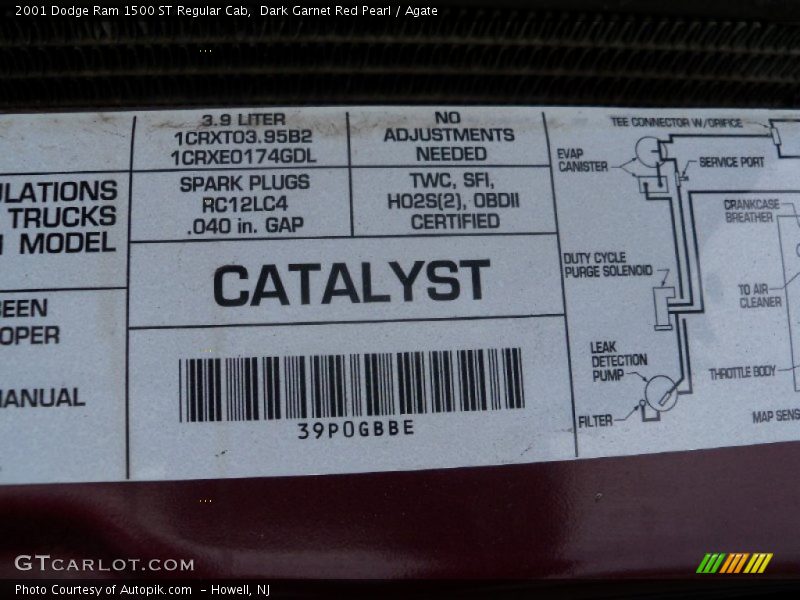 Dark Garnet Red Pearl / Agate 2001 Dodge Ram 1500 ST Regular Cab