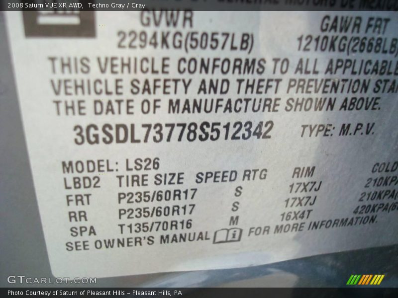 Techno Gray / Gray 2008 Saturn VUE XR AWD