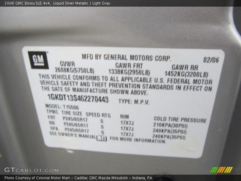 Liquid Silver Metallic / Light Gray 2006 GMC Envoy SLE 4x4
