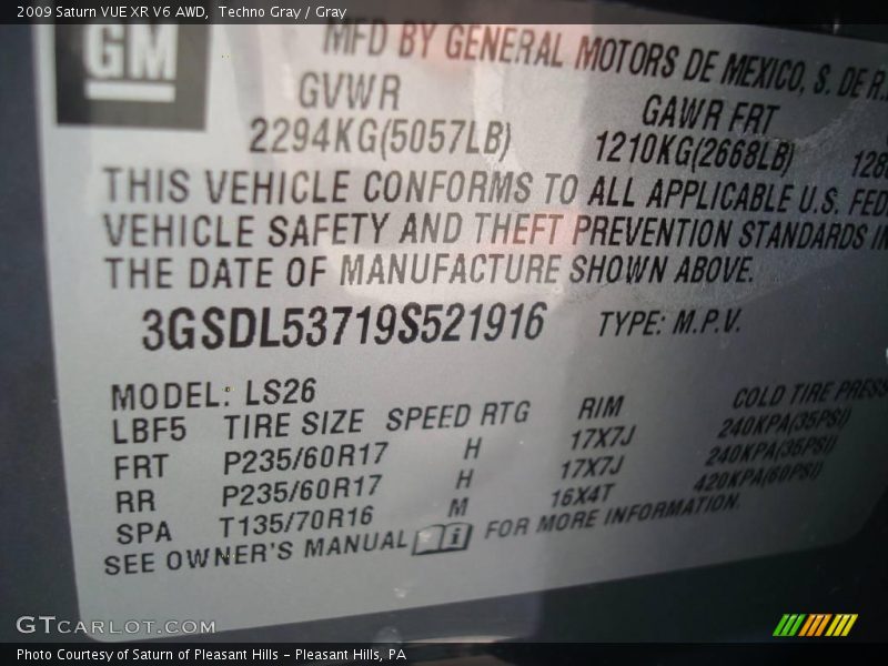 Techno Gray / Gray 2009 Saturn VUE XR V6 AWD