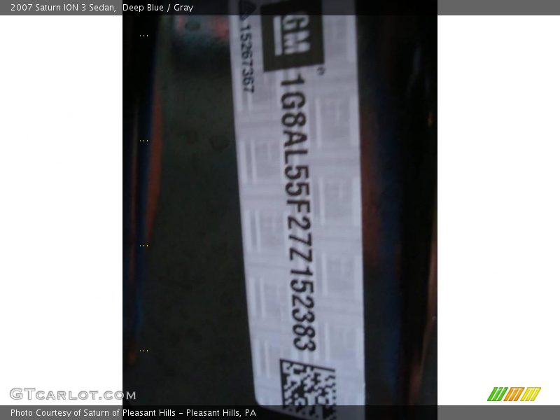 Deep Blue / Gray 2007 Saturn ION 3 Sedan