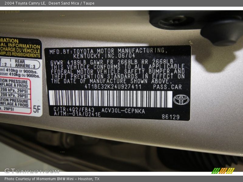 Desert Sand Mica / Taupe 2004 Toyota Camry LE