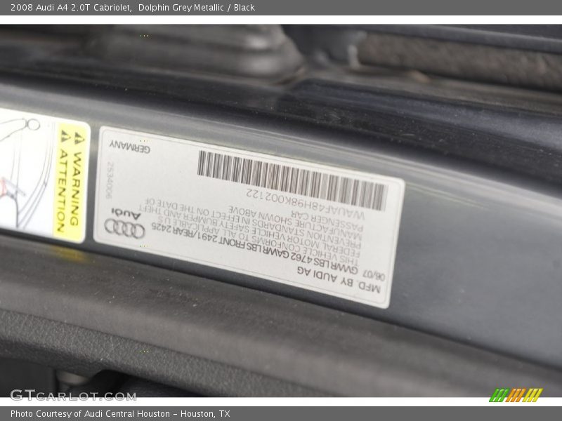Dolphin Grey Metallic / Black 2008 Audi A4 2.0T Cabriolet