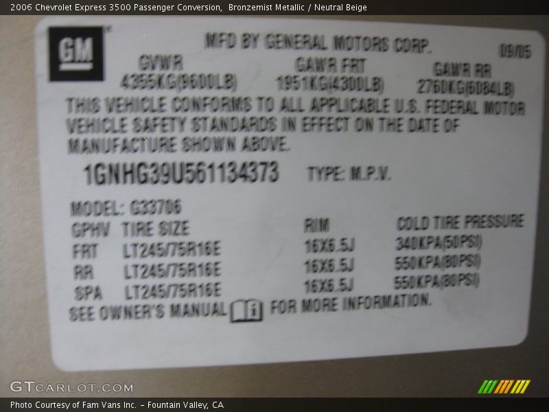Bronzemist Metallic / Neutral Beige 2006 Chevrolet Express 3500 Passenger Conversion