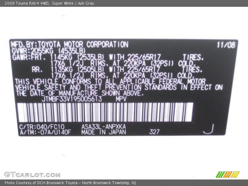 Super White / Ash Gray 2009 Toyota RAV4 4WD