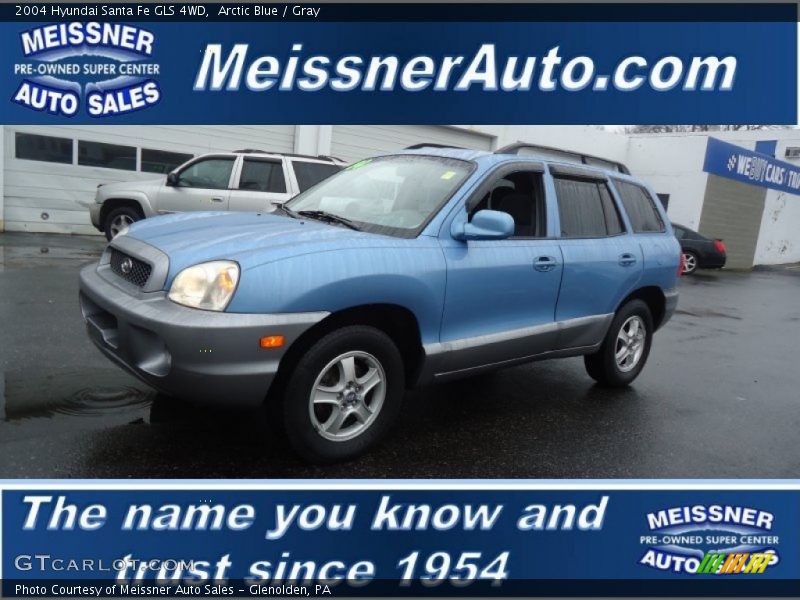 Arctic Blue / Gray 2004 Hyundai Santa Fe GLS 4WD