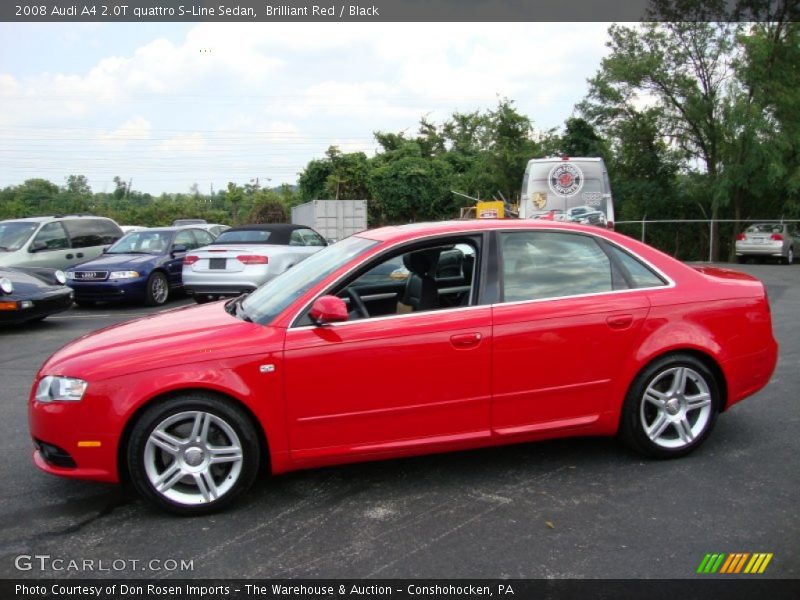 Brilliant Red / Black 2008 Audi A4 2.0T quattro S-Line Sedan