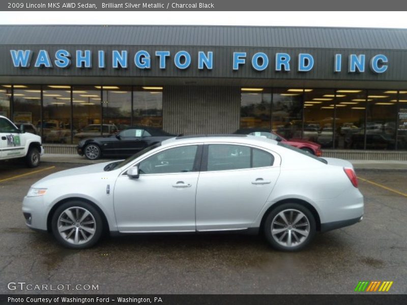 Brilliant Silver Metallic / Charcoal Black 2009 Lincoln MKS AWD Sedan
