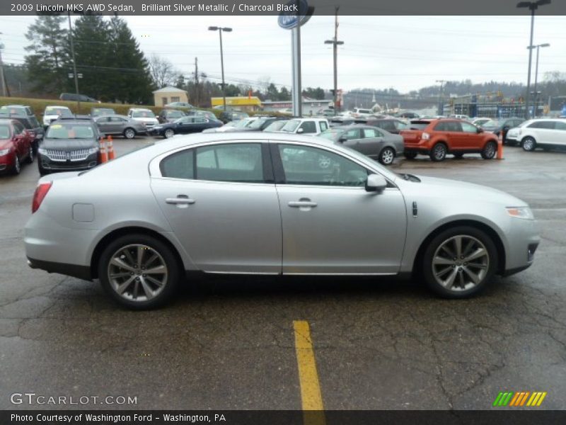 Brilliant Silver Metallic / Charcoal Black 2009 Lincoln MKS AWD Sedan