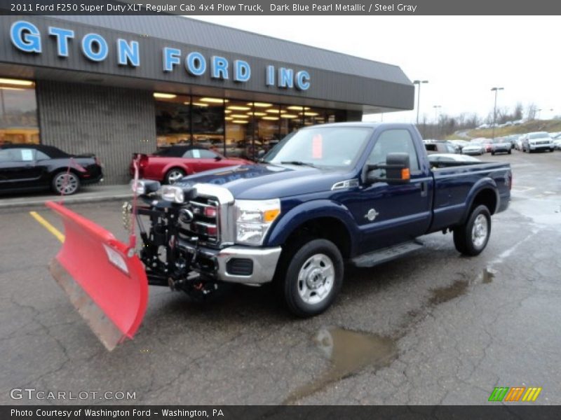 Dark Blue Pearl Metallic / Steel Gray 2011 Ford F250 Super Duty XLT Regular Cab 4x4 Plow Truck