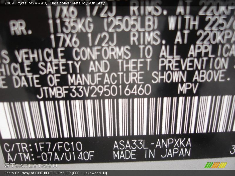 Classic Silver Metallic / Ash Gray 2009 Toyota RAV4 4WD