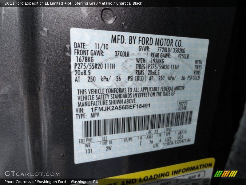 Sterling Grey Metallic / Charcoal Black 2011 Ford Expedition EL Limited 4x4