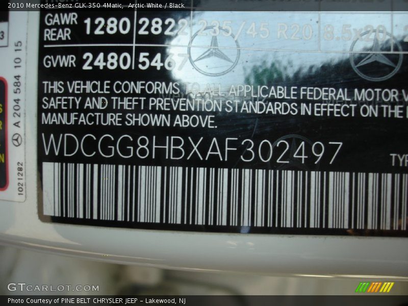 Arctic White / Black 2010 Mercedes-Benz GLK 350 4Matic