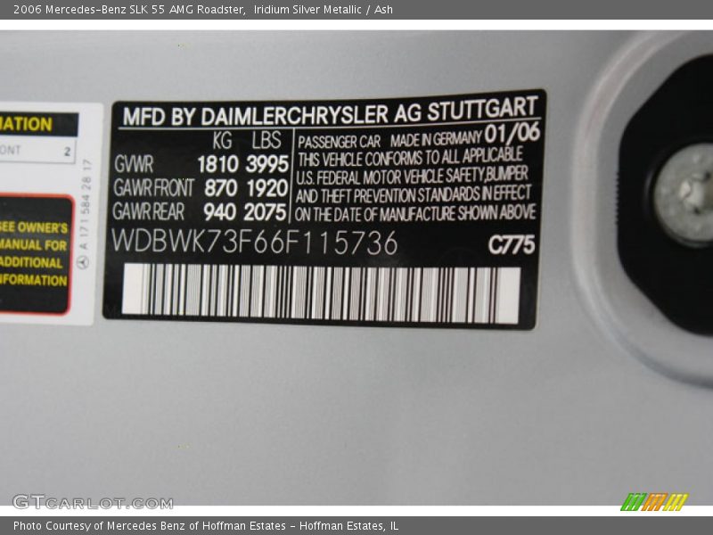 2006 SLK 55 AMG Roadster Iridium Silver Metallic Color Code 775